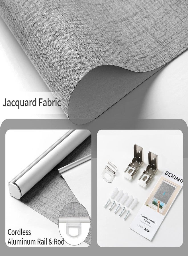 GENIMO 100% Blackout Roller Window Shades, Window Blinds Cordless with Thermal Insulated, UV Protection Fabric, Mini French Door Blinds for Home, Office, Bedroom, Easy to Install, Grey, 41" W X 72" H - Image 5